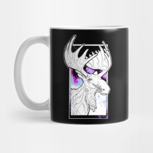 white moose in northern lights Mug